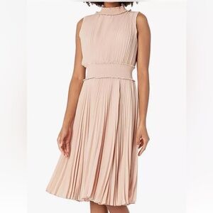 Nanette Lepore Pleated Blouson Midi Dress Sleeveless Size 10 Blush
